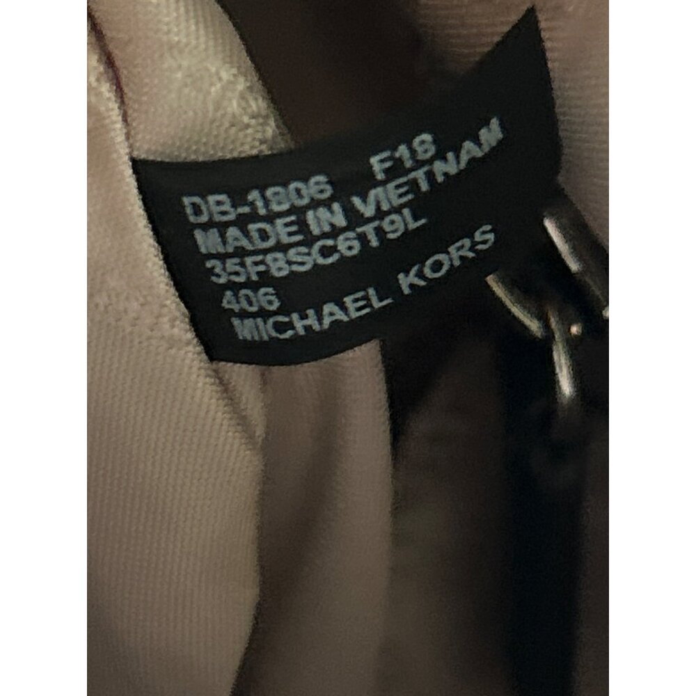 Michael Kors Navy Leather Tote Handbag With Silver MK Charm & Zipper Closure - Picture 10 of 14